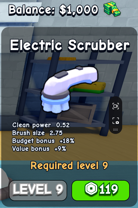 Electric Scrubber card in Flip a House Roblox
