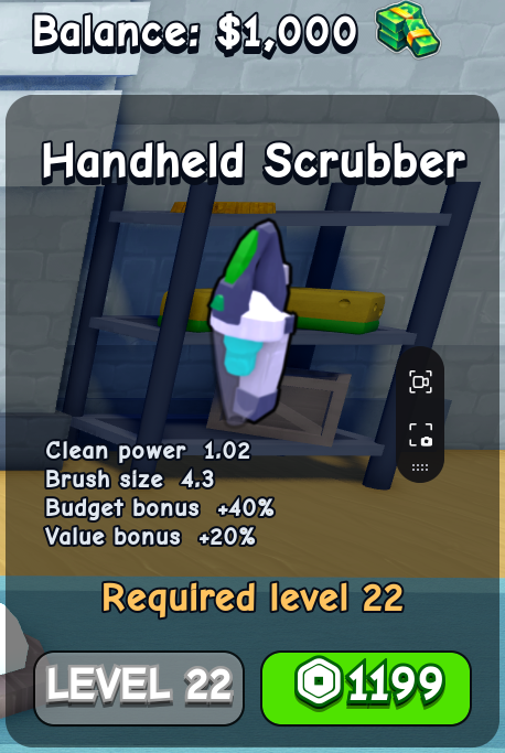 Handheld Scrubber card in Flip a House Roblox