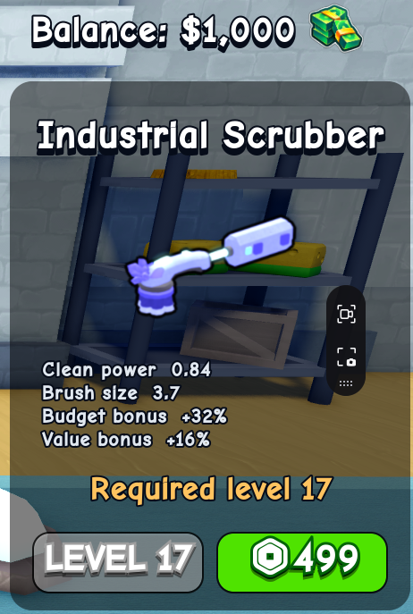 Industrial Scrubber card in Flip a House Roblox