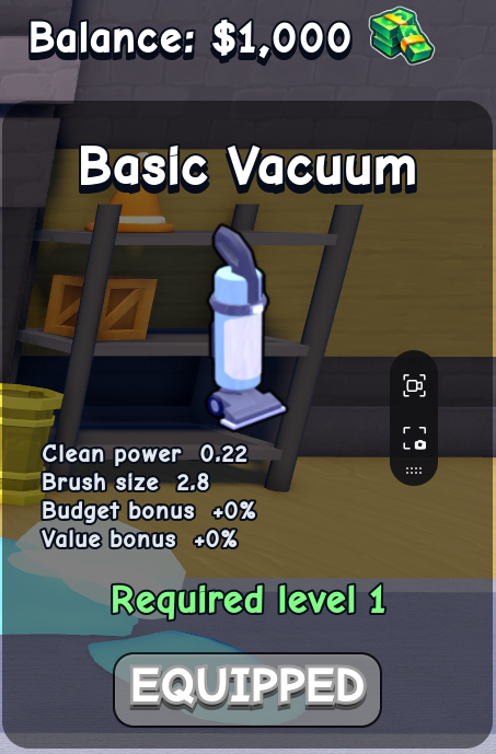 Basic Vacuum card in Flip a House Roblox