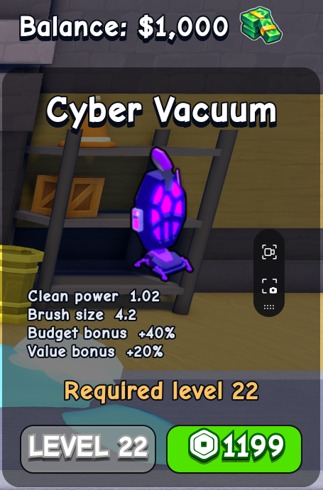 Cyber Vacuum card in Flip a House Roblox
