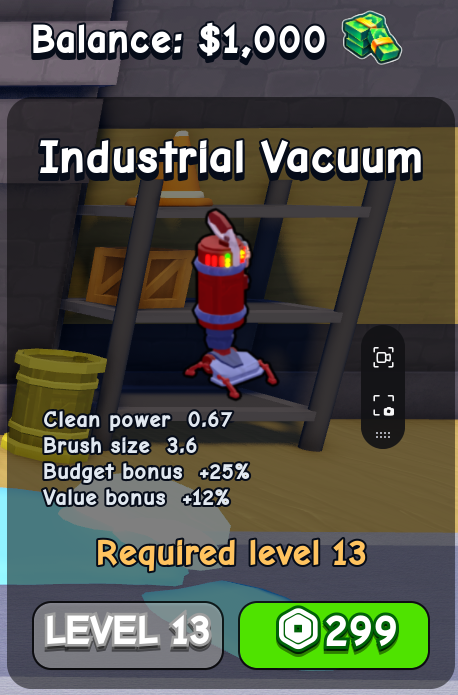 Industrial Vacuum card in Flip a House Roblox