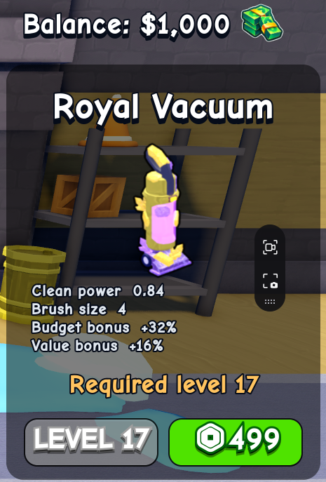 Royal Vacuum card in Flip a House Roblox