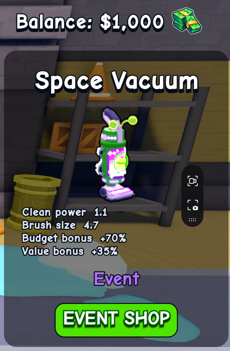 Space Vacuum card in Flip a House Roblox
