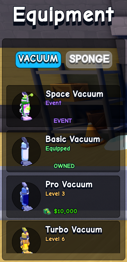 Flip a House vacuum equipment list page 1