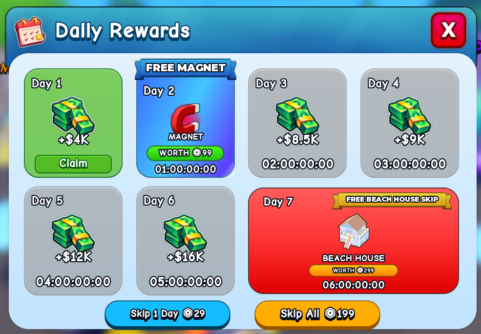 Daily reward panel in Flip a House