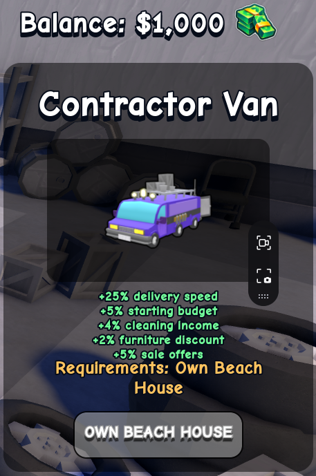 Contractor Van card in Flip a House
