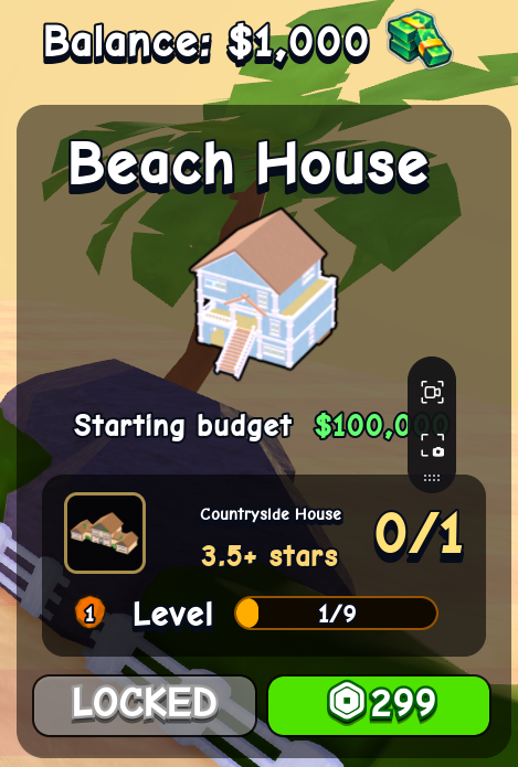 Beach House card in Flip a House Roblox