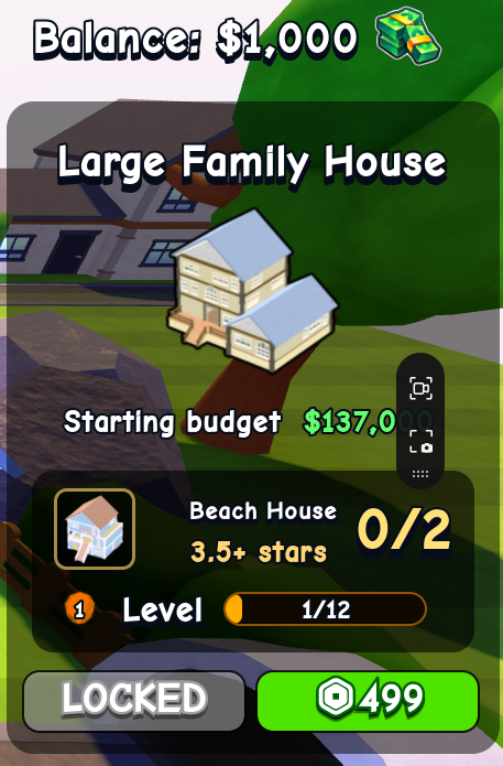 Large Family House card in Flip a House Roblox