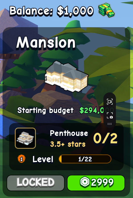 Mansion card in Flip a House Roblox